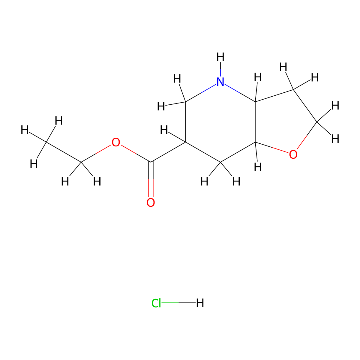 Ethyl octahydrofuro[3,2-b]pyridine-6-carboxylate hydrochloride molecular structure, CAS 2448764-37-0