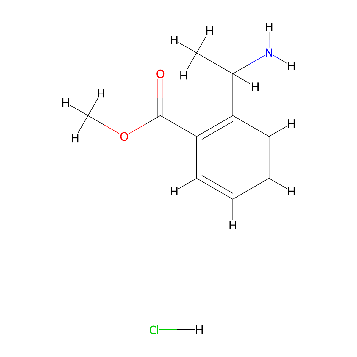 Methyl 2-(1-aminoethyl)benzoate hydrochloride molecular structure, CAS 2448764-43-8