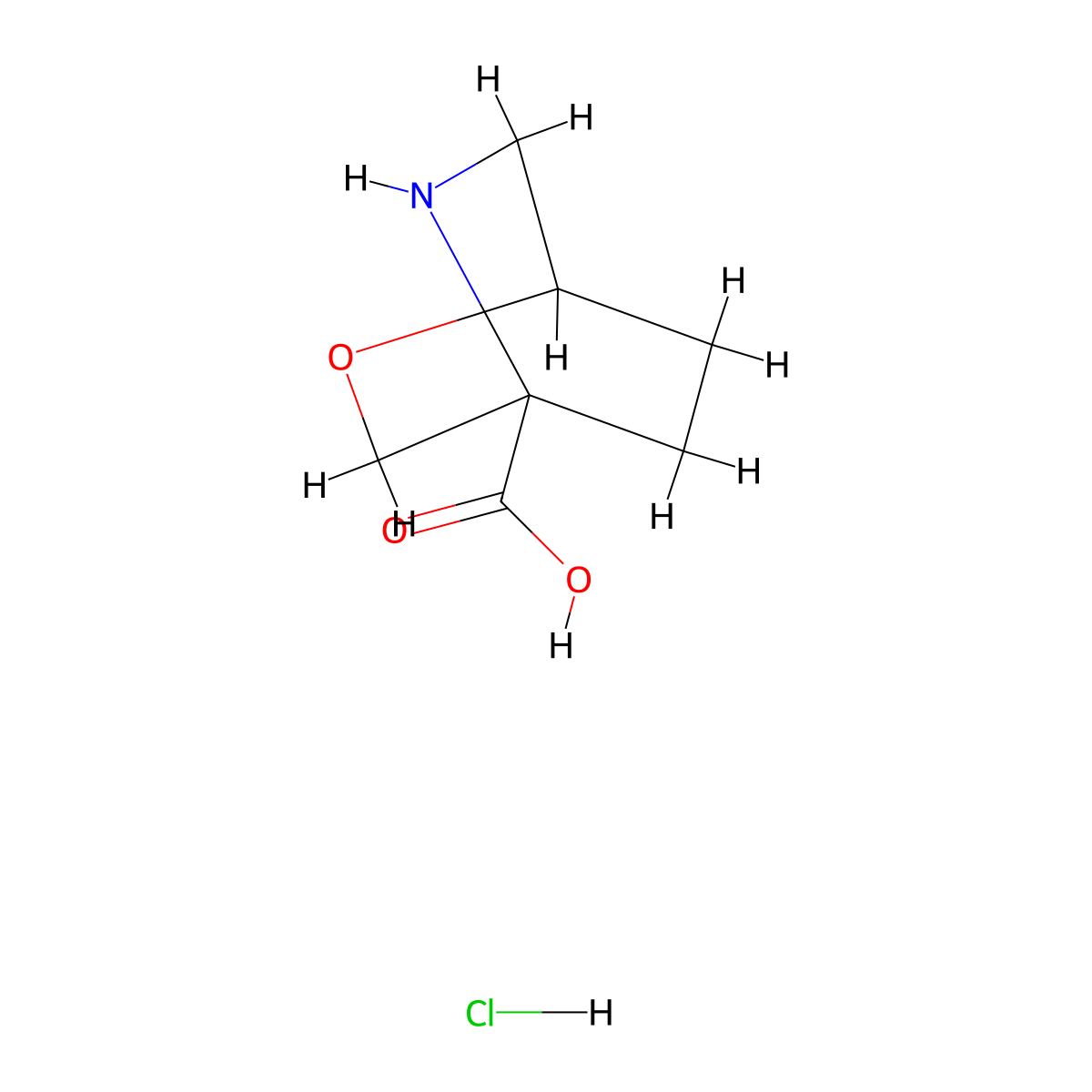 2-Oxa-5-azabicyclo[2.2.2]octane-4-carboxylic acid hydrochloride molecular structure, CAS 2449057-82-1