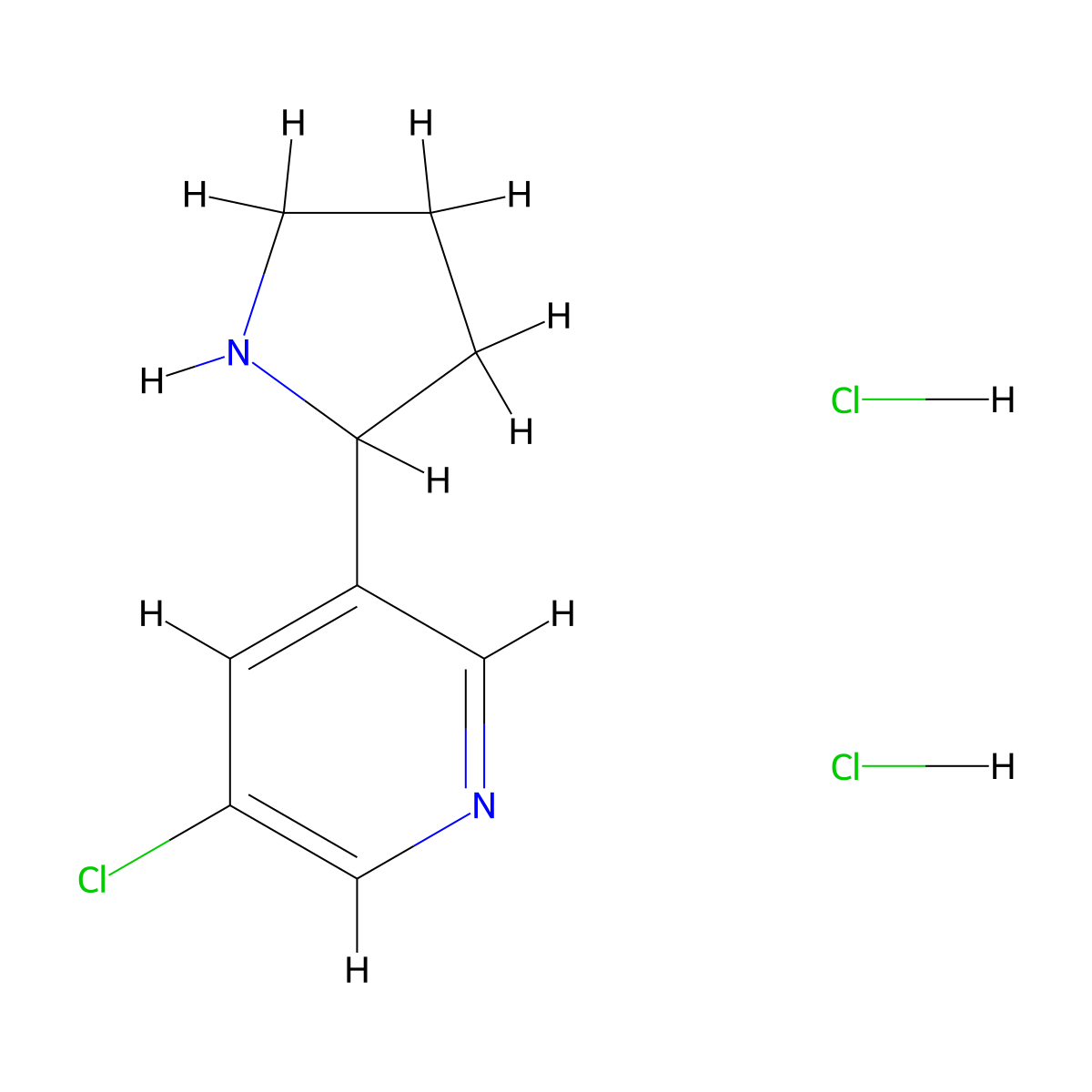 3-Chloro-5-(pyrrolidin-2-yl)pyridine dihydrochloride molecular structure, CAS 2449057-83-2