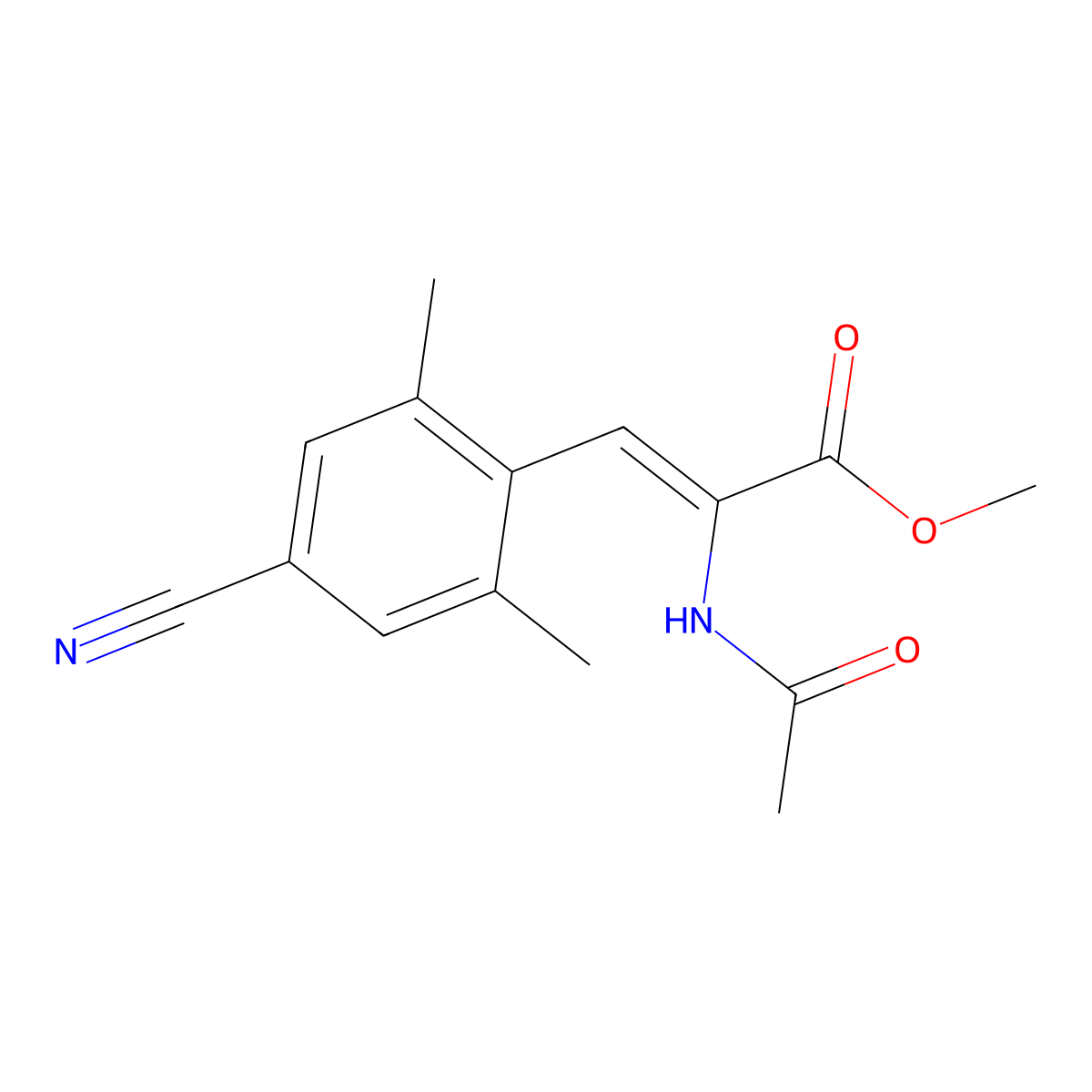 (Z)-methyl 2-acetamido-3-(4-cyano-2,6-dimethylphenyl)acrylate molecular structure, CAS 2449062-50-2