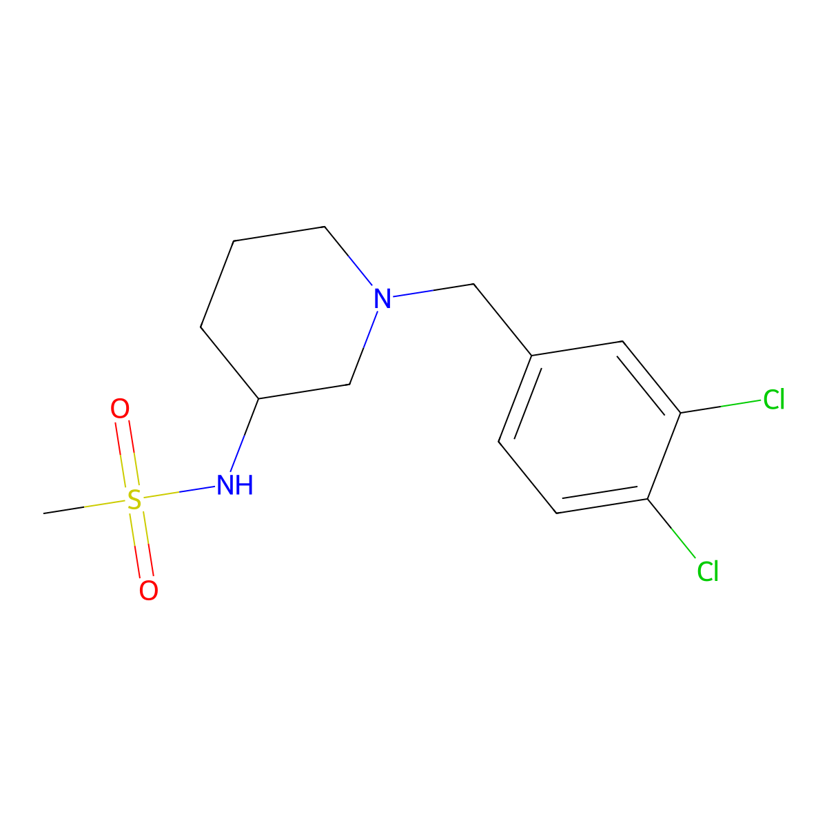 N-{1-[(3,4-dichlorophenyl)methyl]piperidin-3-yl}methanesulfonamide molecular structure, CAS 2449501-16-8