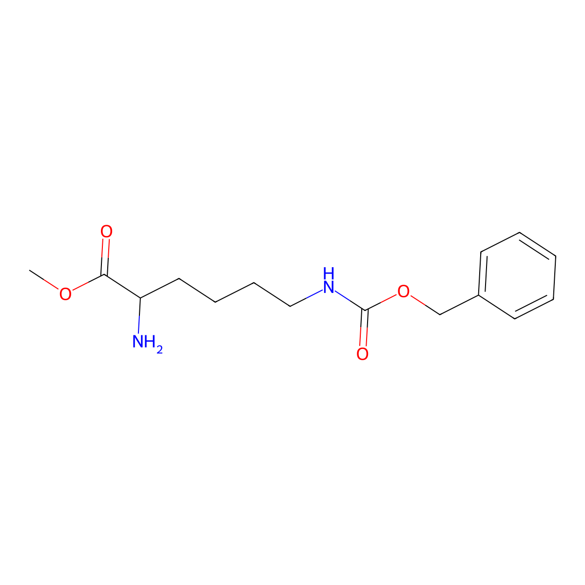 methyl (2S)-2-amino-6-(phenylmethoxycarbonylamino)hexanoate molecular structure, CAS 24498-31-5