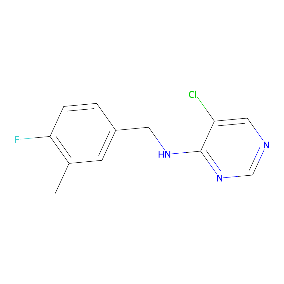 5-chloro-N-[(4-fluoro-3-methylphenyl)methyl]pyrimidin-4-amine molecular structure, CAS 2450048-52-7