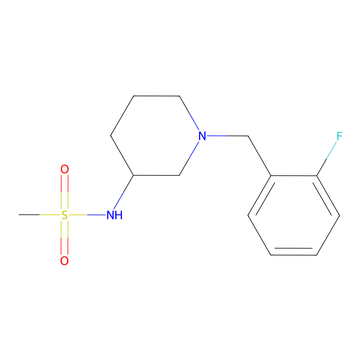 N-{1-[(2-fluorophenyl)methyl]piperidin-3-yl}methanesulfonamide molecular structure, CAS 2450065-60-6