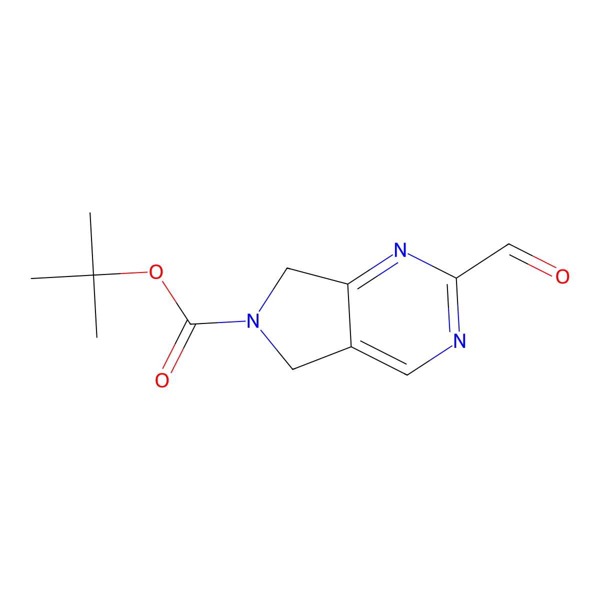 tert-butyl 2-formyl-5H,6H,7H-pyrrolo[3,4-d]pyrimidine-6-carboxylate molecular structure, CAS 2450291-46-8