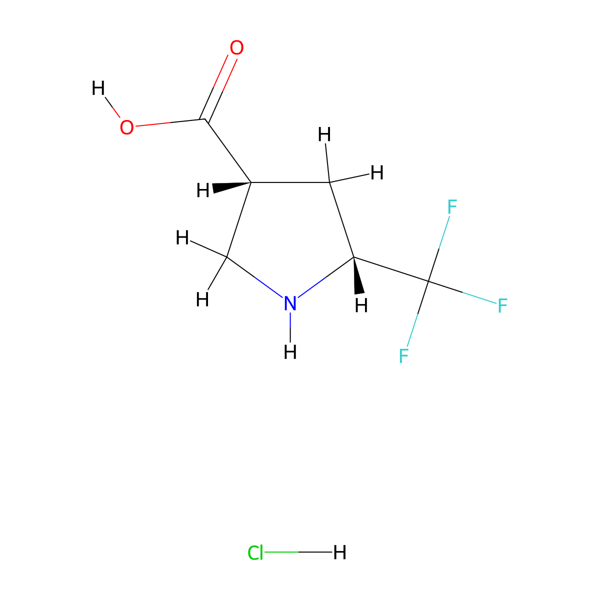 rac-(3R,5R)-5-(trifluoromethyl)pyrrolidine-3-carboxylic acid hydrochloride molecular structure, CAS 2450298-43-6