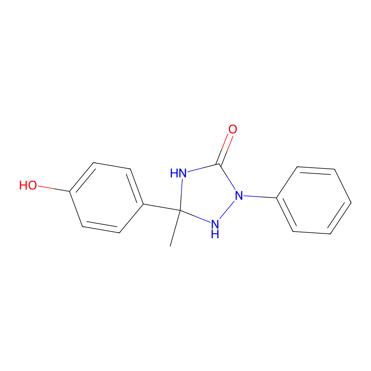 5-(4-Hydroxyphenyl)-5-methyl-2-phenyl-1,2,4-triazolan-3-one molecular structure, CAS 245039-31-0