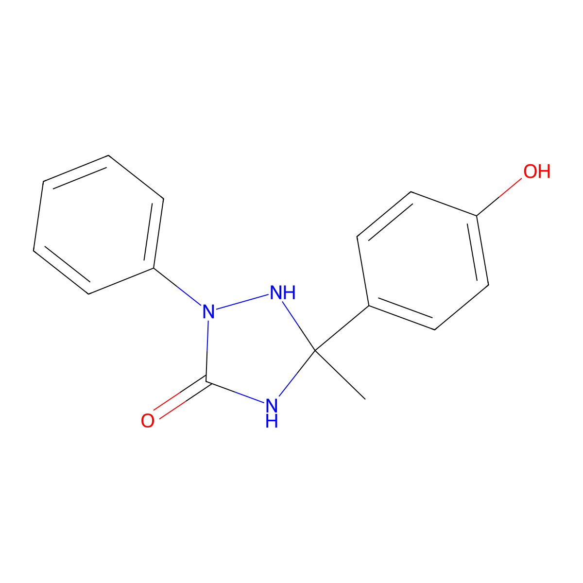 5-(4-Hydroxyphenyl)-5-methyl-2-phenyl-1,2,4-triazolan-3-one molecular structure, CAS 245039-31-0
