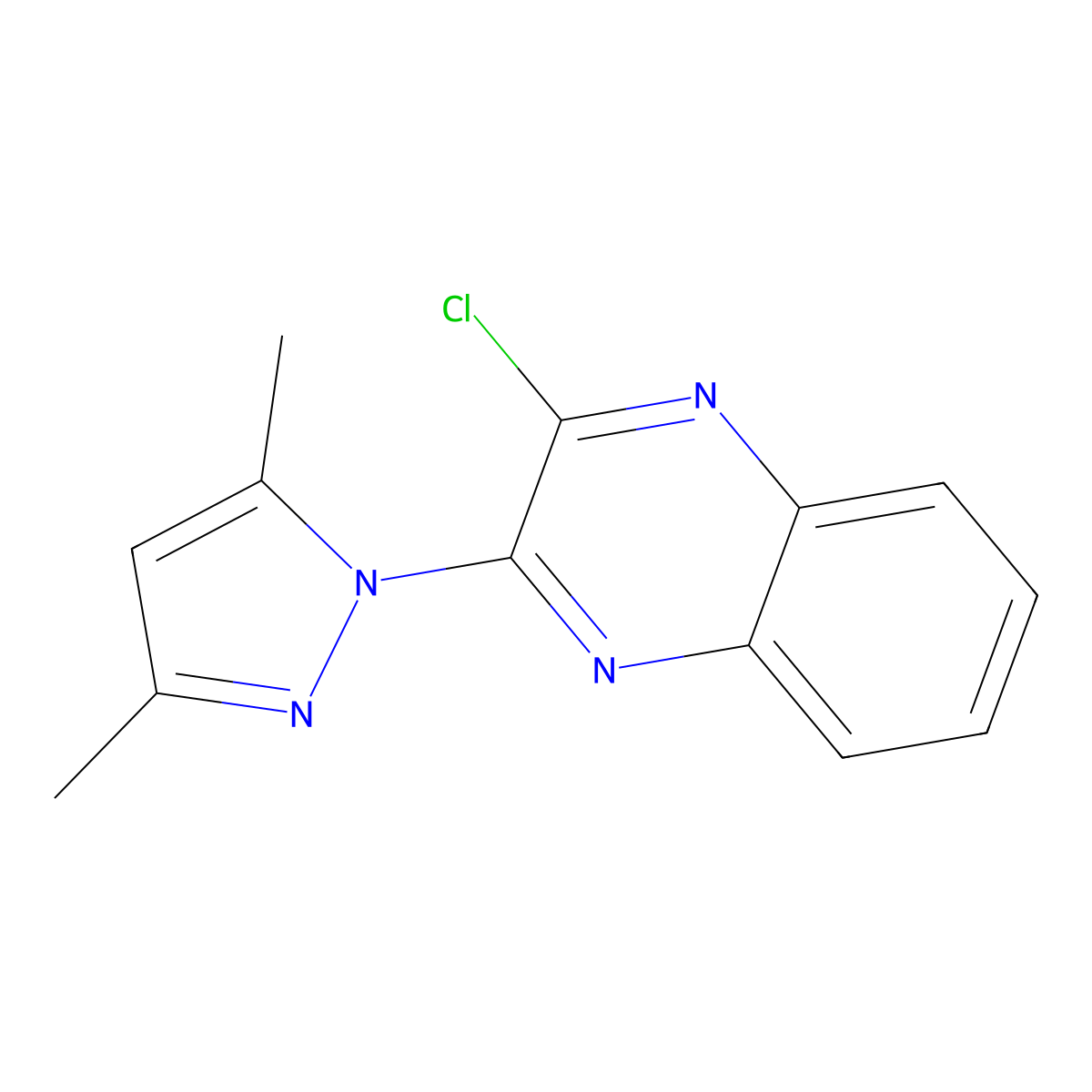 2-chloro-3-(3,5-dimethyl-1H-pyrazol-1-yl)quinoxaline molecular structure, CAS 245039-37-6
