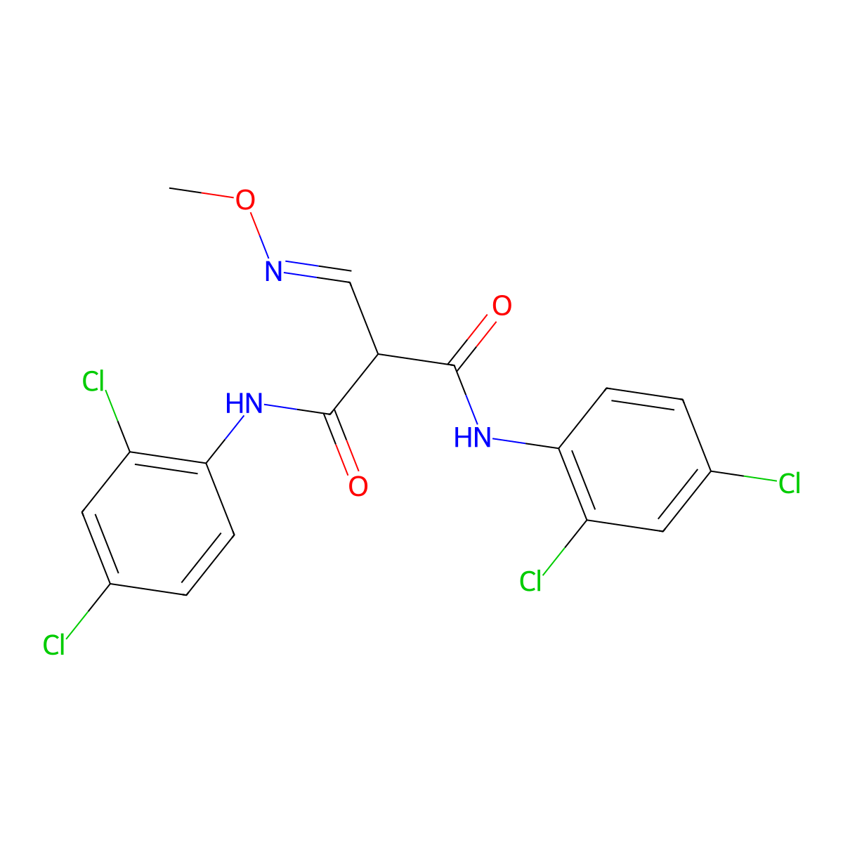N,N'-bis(2,4-dichlorophenyl)-2-[(1E)-(methoxyimino)methyl]propanediamide molecular structure, CAS 245039-43-4