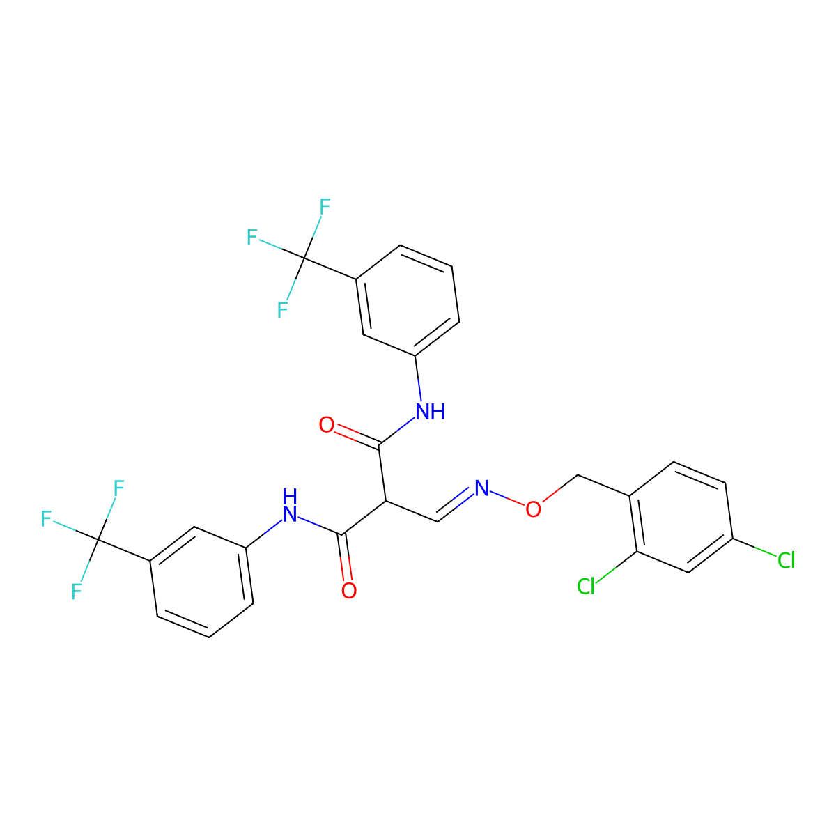 2-({[(2,4-dichlorobenzyl)oxy]imino}methyl)-N~1~,N~3~-bis[3-(trifluoromethyl)phenyl]malonamide molecular structure, CAS 245039-45-6