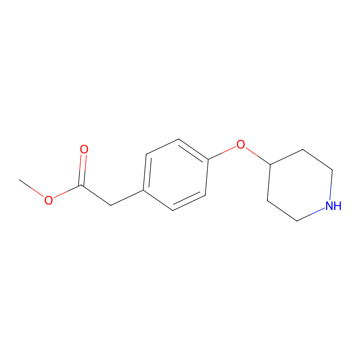 Methyl 2-[4-(4-piperidinyloxy)phenyl]acetate molecular structure, CAS 245057-68-5