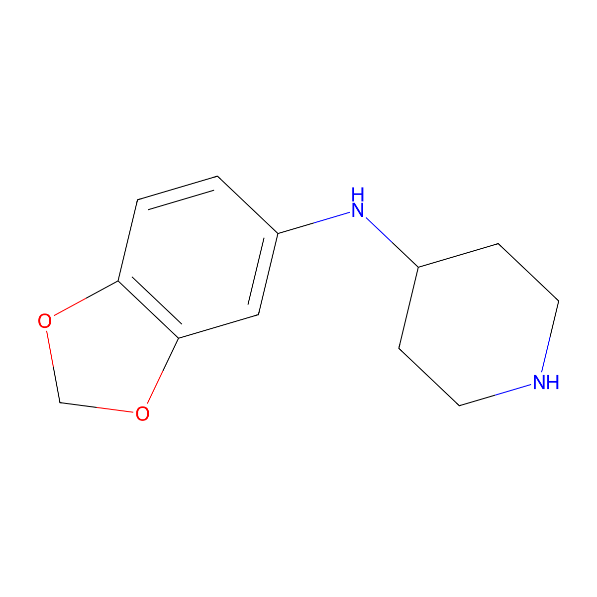 Benzo[1,3]dioxol-5-yl-piperidin-4-yl-amine molecular structure, CAS 245057-69-6