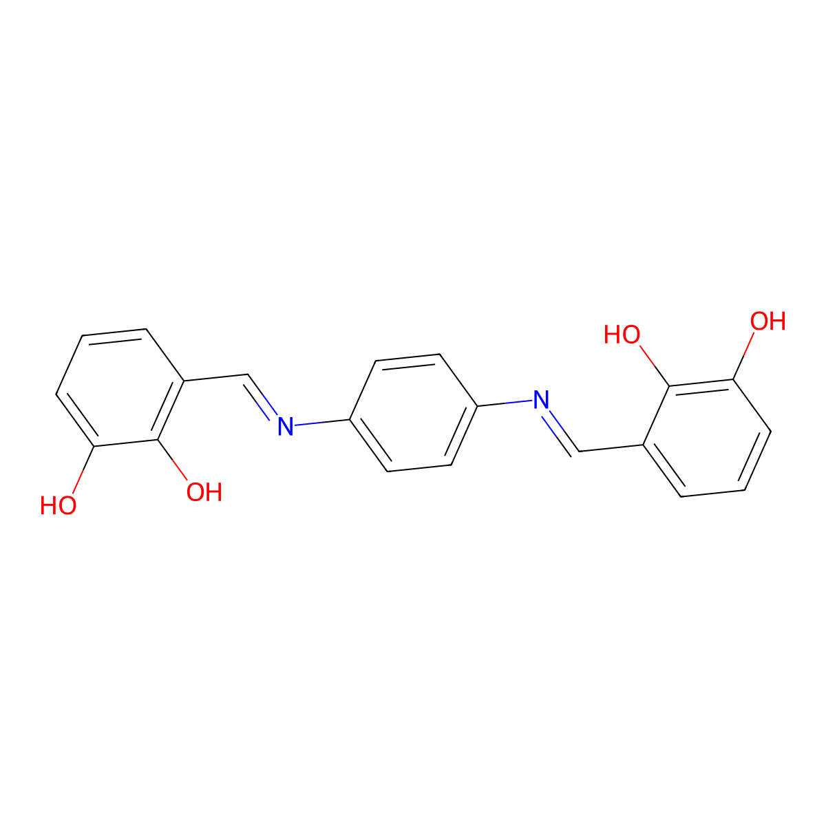 3,3'-{benzene-1,4-diylbis[nitrilo(E)methylylidene]}dibenzene-1,2-diol molecular structure, CAS 245062-89-9