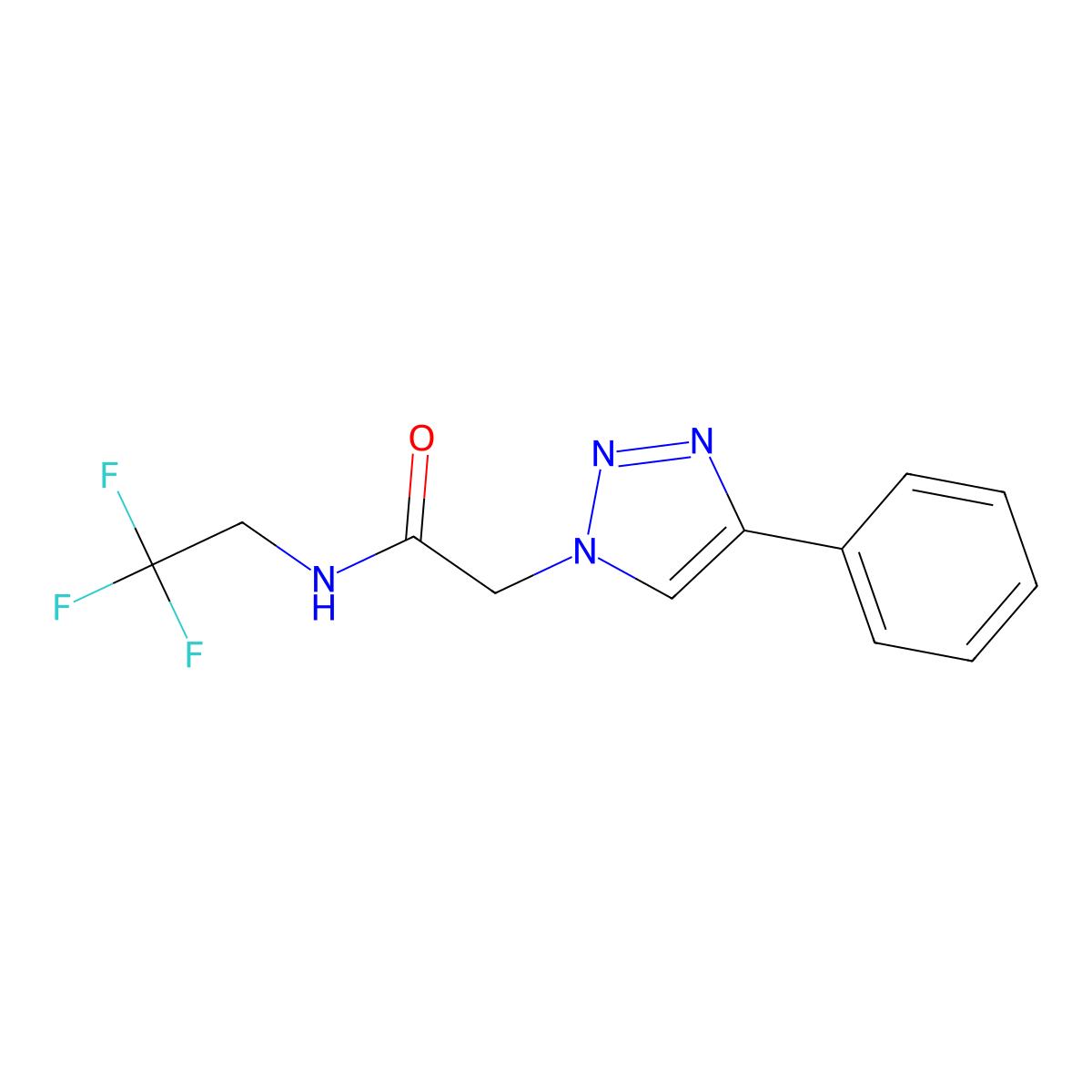 2-(4-phenyl-1H-1,2,3-triazol-1-yl)-N-(2,2,2-trifluoroethyl)acetamide molecular structure, CAS 2450644-63-8