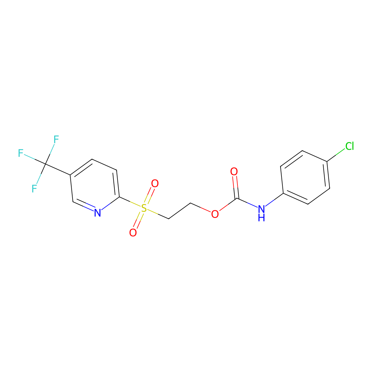 Carbamic acid, (4-chlorophenyl)-, 2-[[5-(trifluoromethyl)-2-pyridinyl]sulfonyl]ethyl ester molecular structure, CAS 245072-85-9
