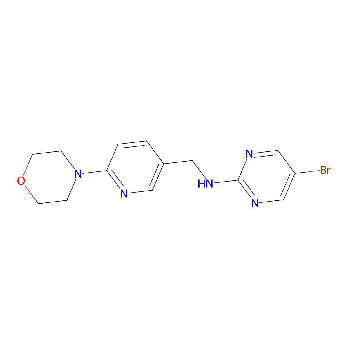 5-bromo-N-{[6-(morpholin-4-yl)pyridin-3-yl]methyl}pyrimidin-2-amine molecular structure, CAS 2450776-80-2