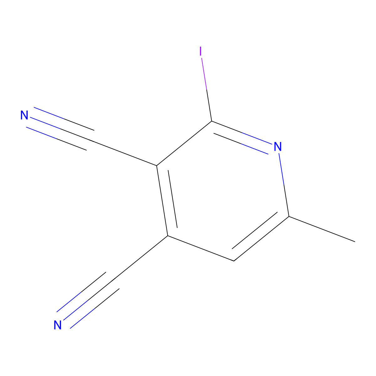 2-Iodo-6-methylpyridine-3,4-dicarbonitrile molecular structure, CAS 245079-23-6