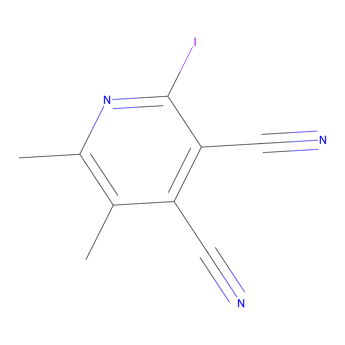 2-Iodo-5,6-dimethylpyridine-3,4-dicarbonitrile molecular structure, CAS 245079-27-0