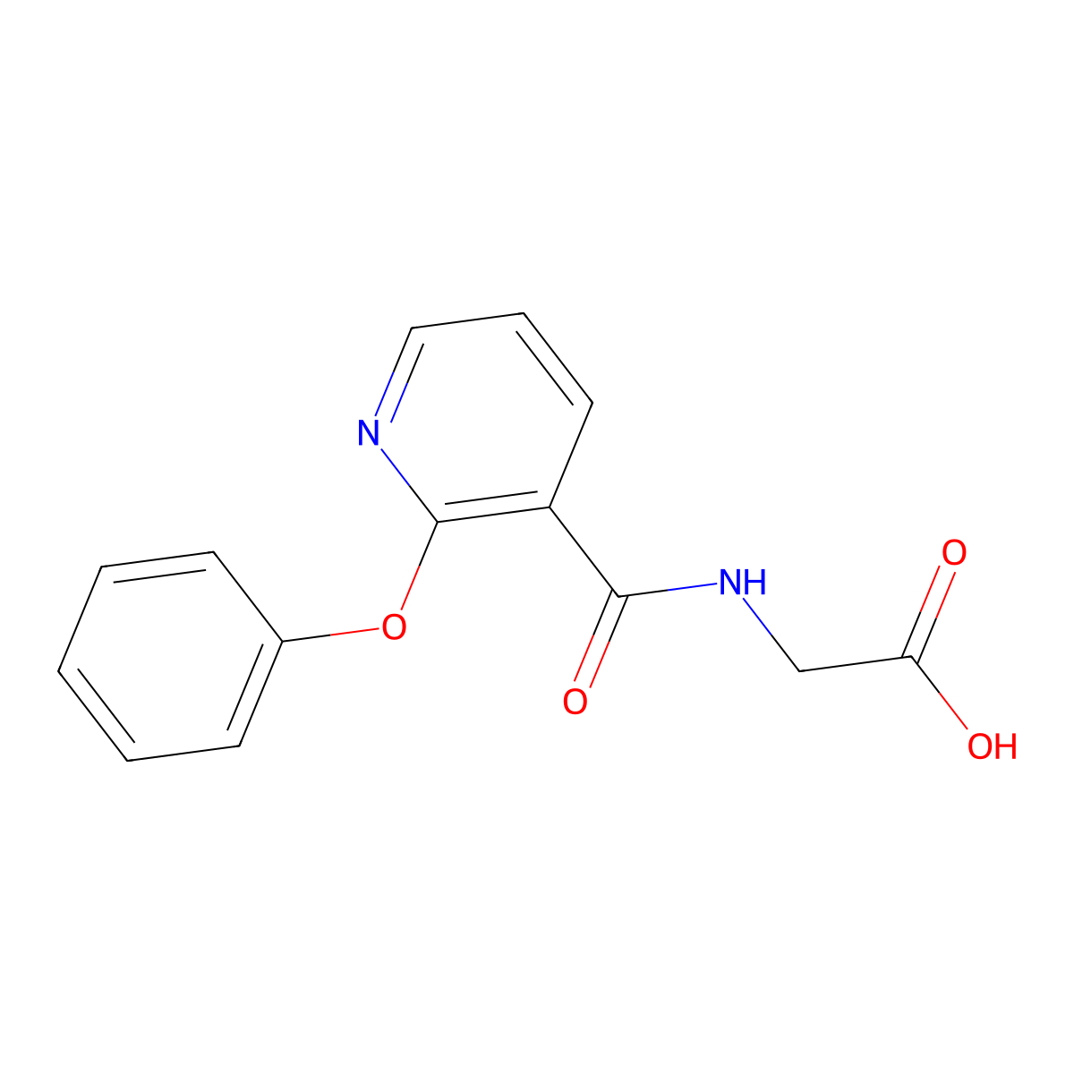 2-[(2-Phenoxypyridine-3-carbonyl)amino]acetic acid molecular structure, CAS 245082-97-7