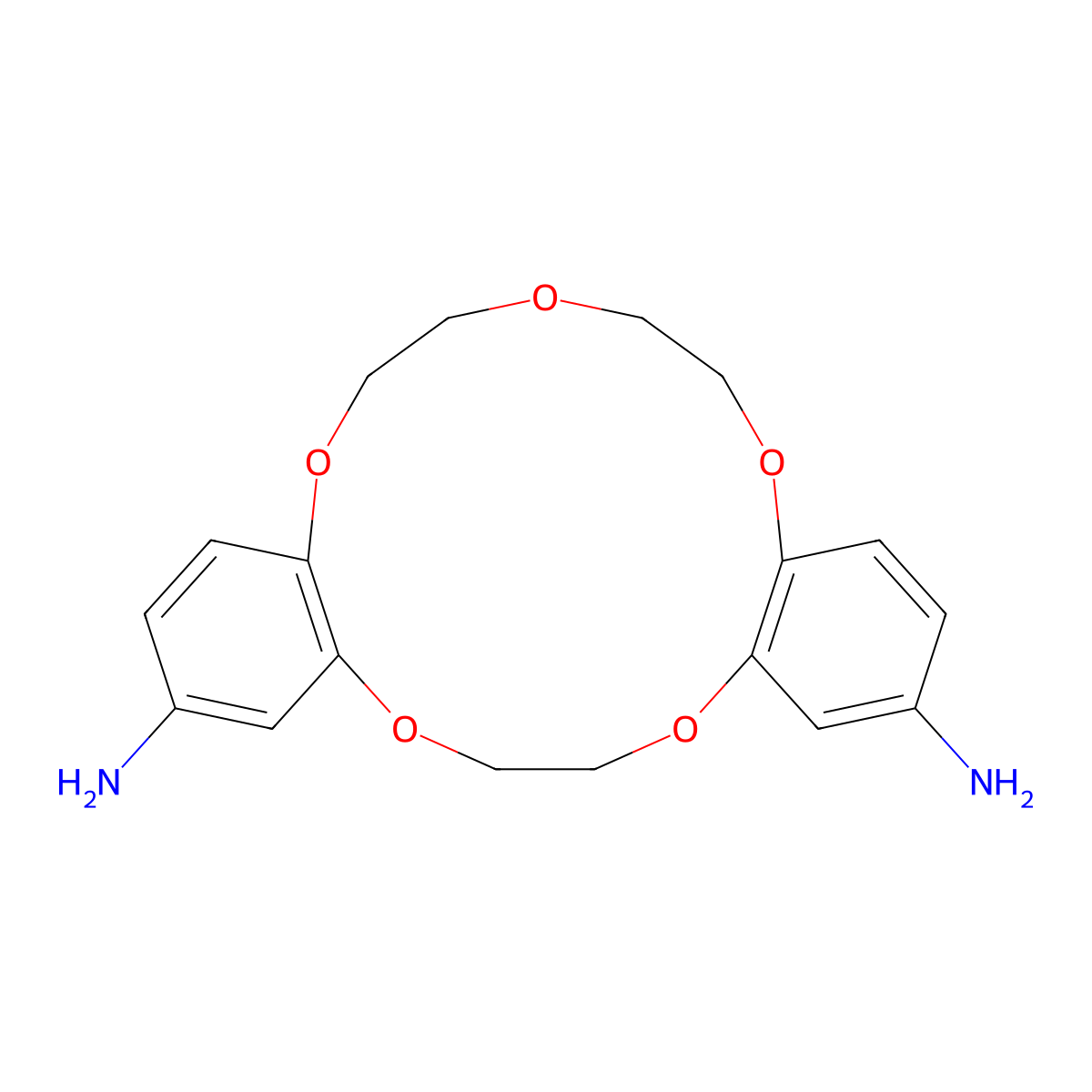 2,5,12,15,18-Pentaoxatricyclo[17.4.0.06,11]tricosa-1(19),6(11),7,9,20,22-hexaene-8,22-diamine molecular structure, CAS 245086-08-2