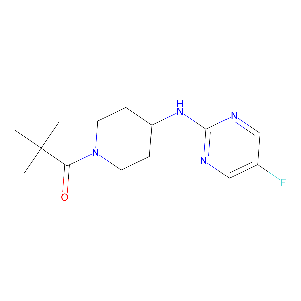 1-{4-[(5-Fluoropyrimidin-2-yl)amino]piperidin-1-yl}-2,2-dimethylpropan-1-one molecular structure, CAS 2450913-77-4