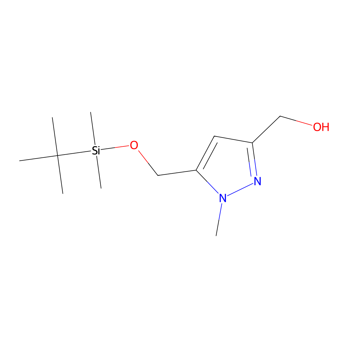 (5-(((tert-Butyldimethylsilyl)oxy)methyl)-1-methyl-1H-pyrazol-3-yl)methanol molecular structure, CAS 2450998-49-7
