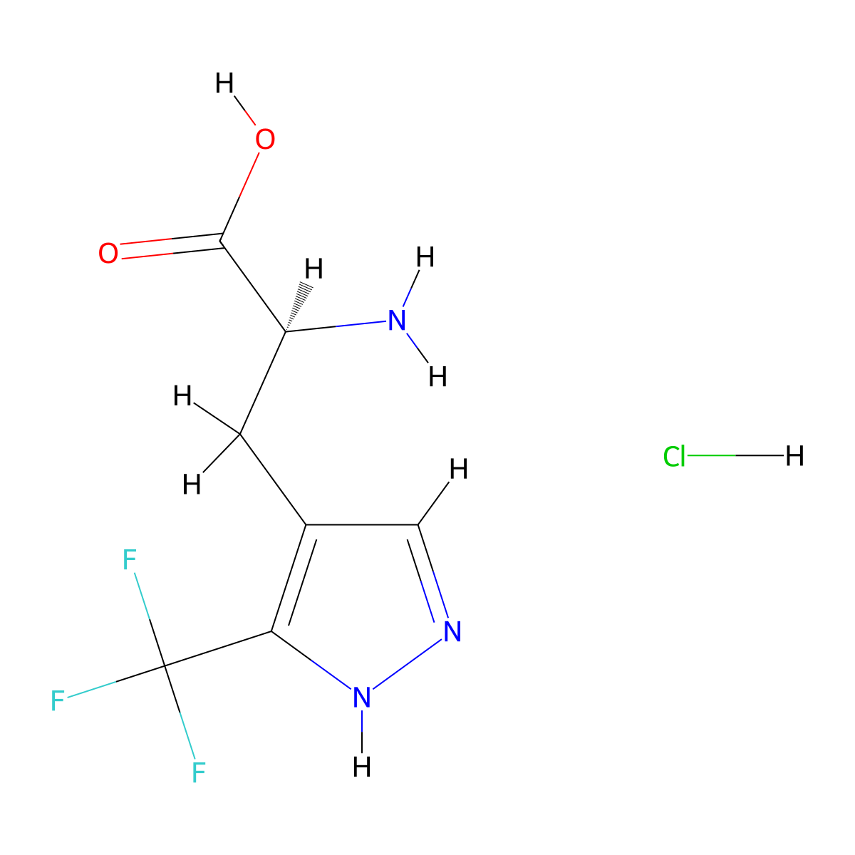(2S)-2-amino-3-[5-(trifluoromethyl)-1H-pyrazol-4-yl]propanoicacidhydrochloride molecular structure, CAS 2451059-49-5