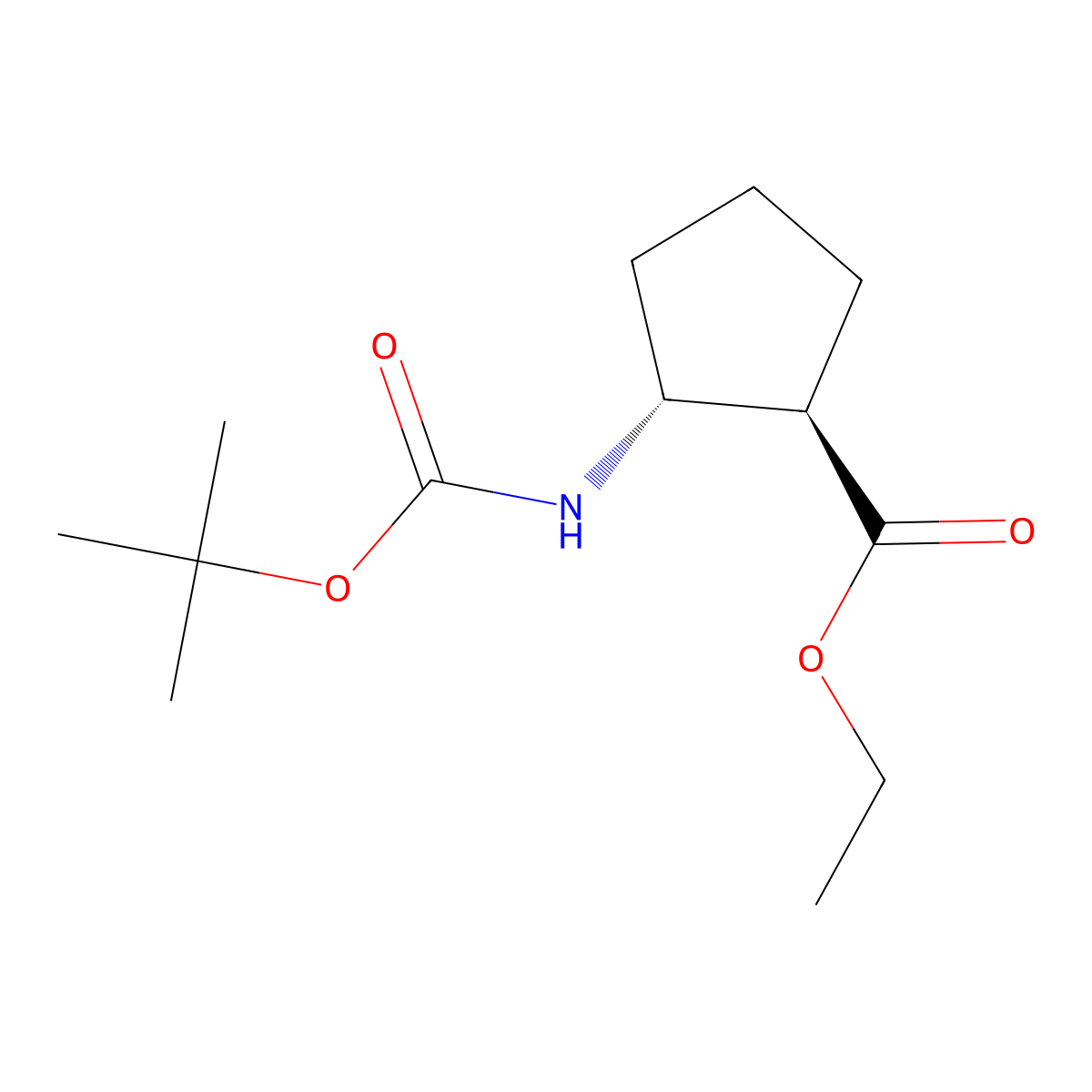 (1R,2R)-Ethyl 2-((tert-butoxycarbonyl)amino)cyclopentanecarboxylate molecular structure, CAS 245115-20-2