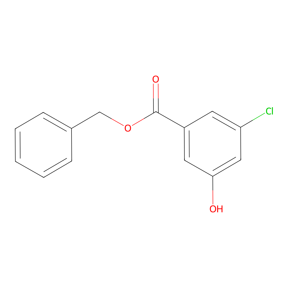 Benzyl 3-chloro-5-hydroxybenzoate molecular structure, CAS 245116-17-0