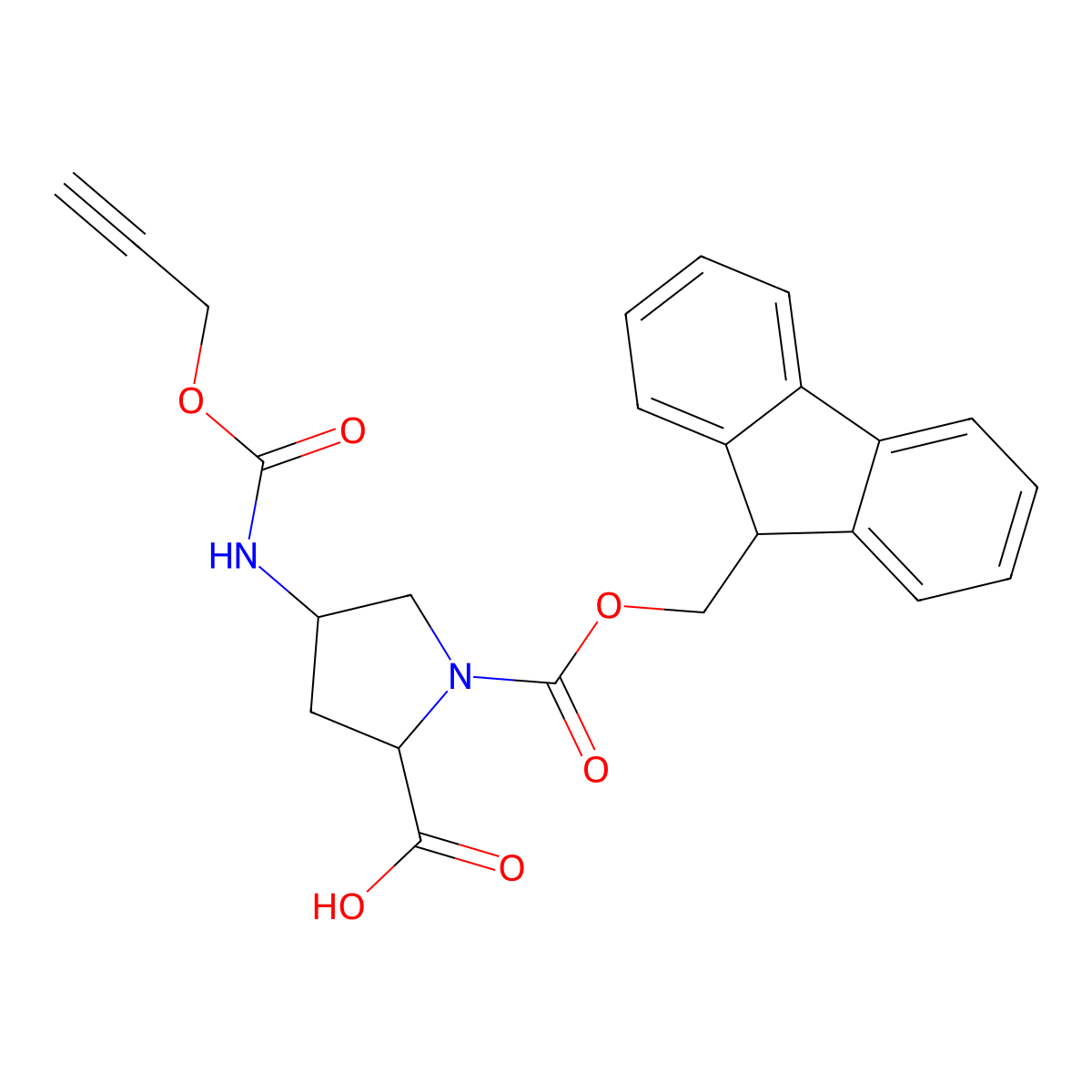 (2S,4S)-Fmoc-L-Pro(4-NHPoc)-OH molecular structure, CAS 2451202-17-6