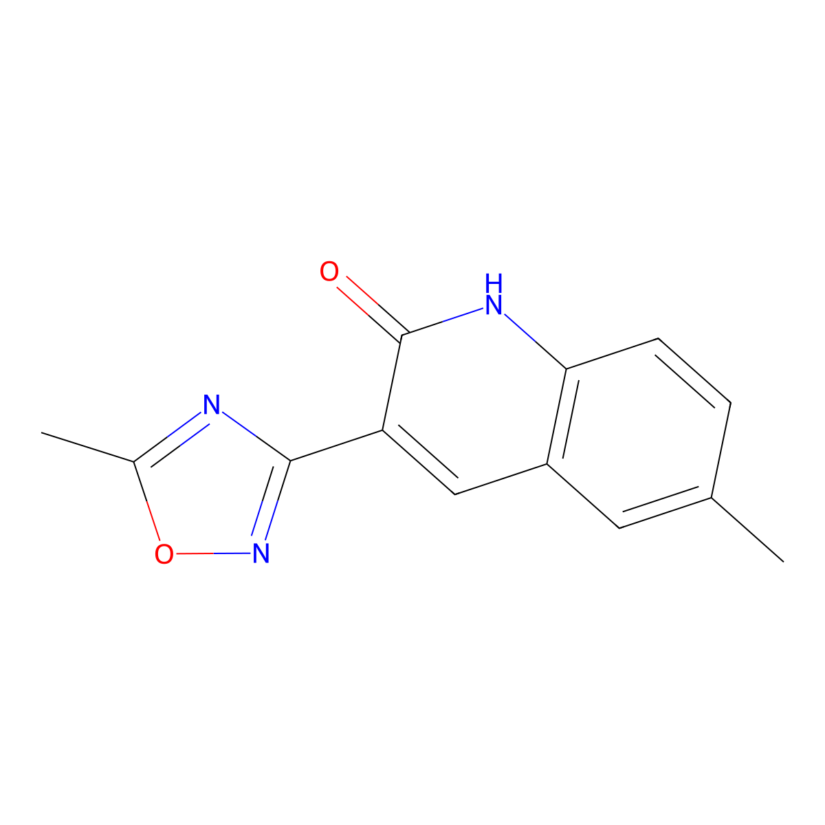 6-Methyl-3-(5-methyl-1,2,4-oxadiazol-3-yl)quinolin-2-ol molecular structure, CAS 245121-55-5
