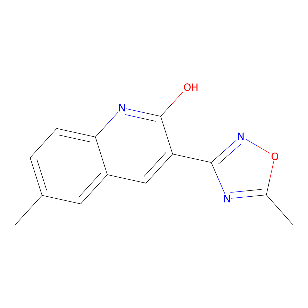 6-Methyl-3-(5-methyl-1,2,4-oxadiazol-3-yl)quinolin-2-ol molecular structure, CAS 245121-55-5