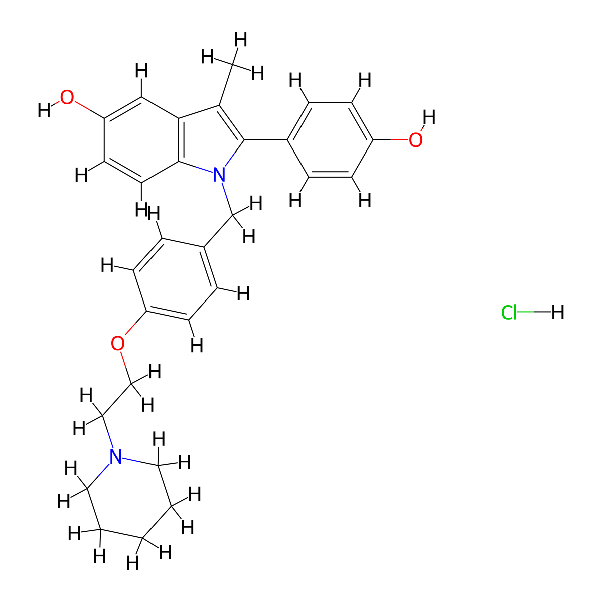 Pipendoxifene hydrochloride molecular structure, CAS 245124-69-0