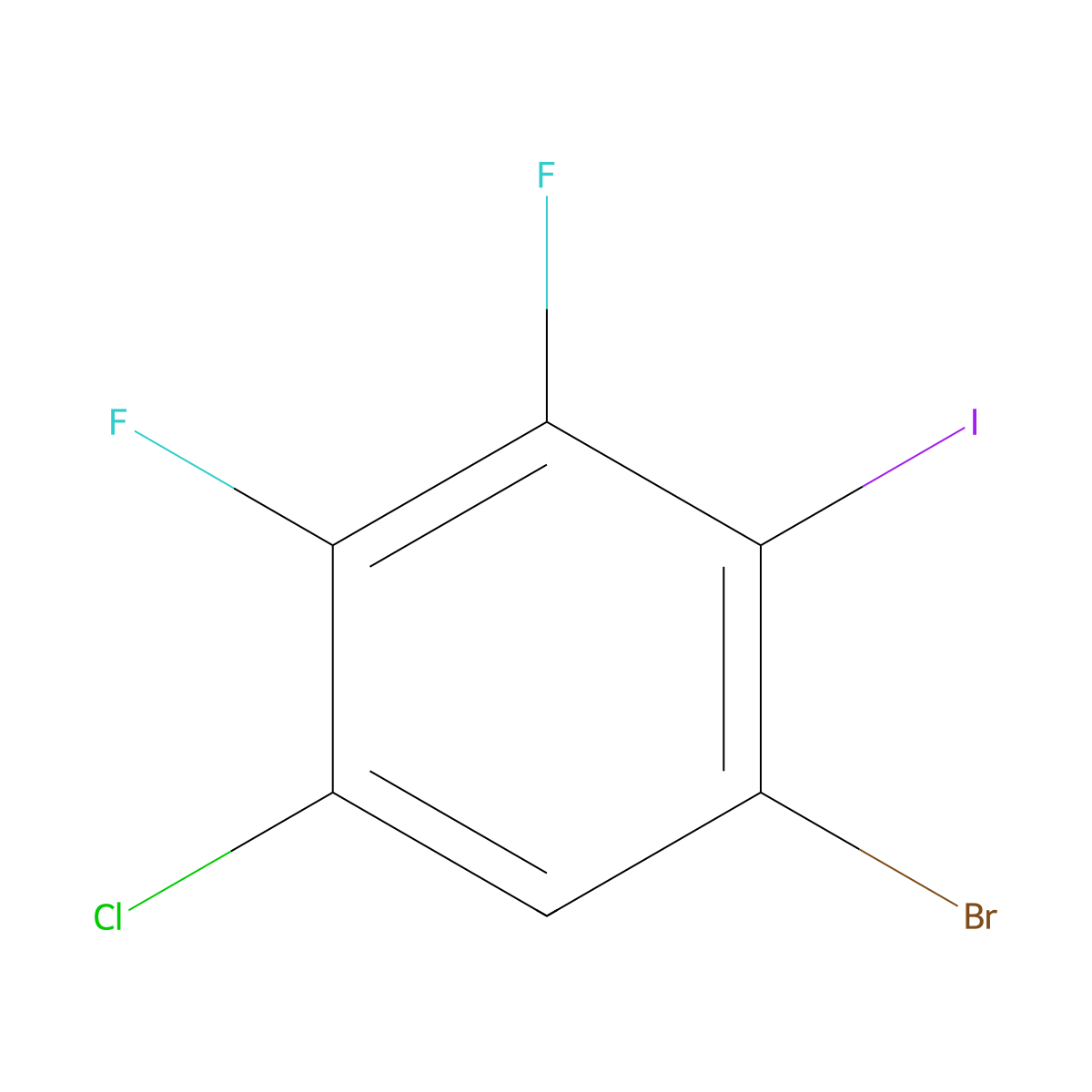 1-Bromo-5-chloro-3,4-difluoro-2-iodobenzene molecular structure, CAS 2451256-38-3