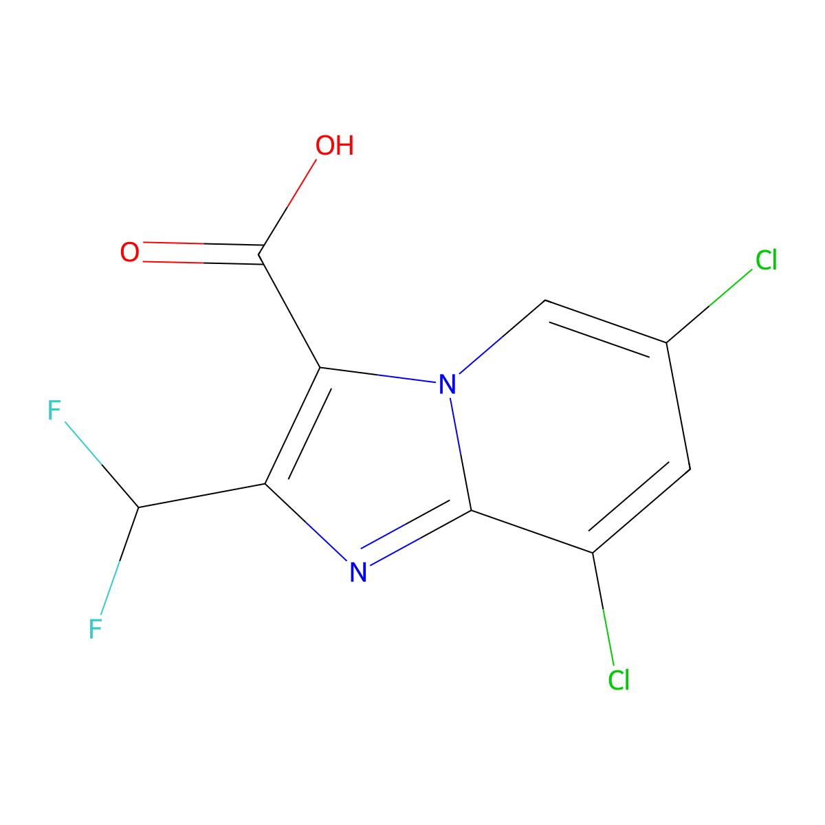 6,8-Dichloro-2-(difluoromethyl)imidazo[1,2-a]pyridine-3-carboxylic acid molecular structure, CAS 2451256-40-7