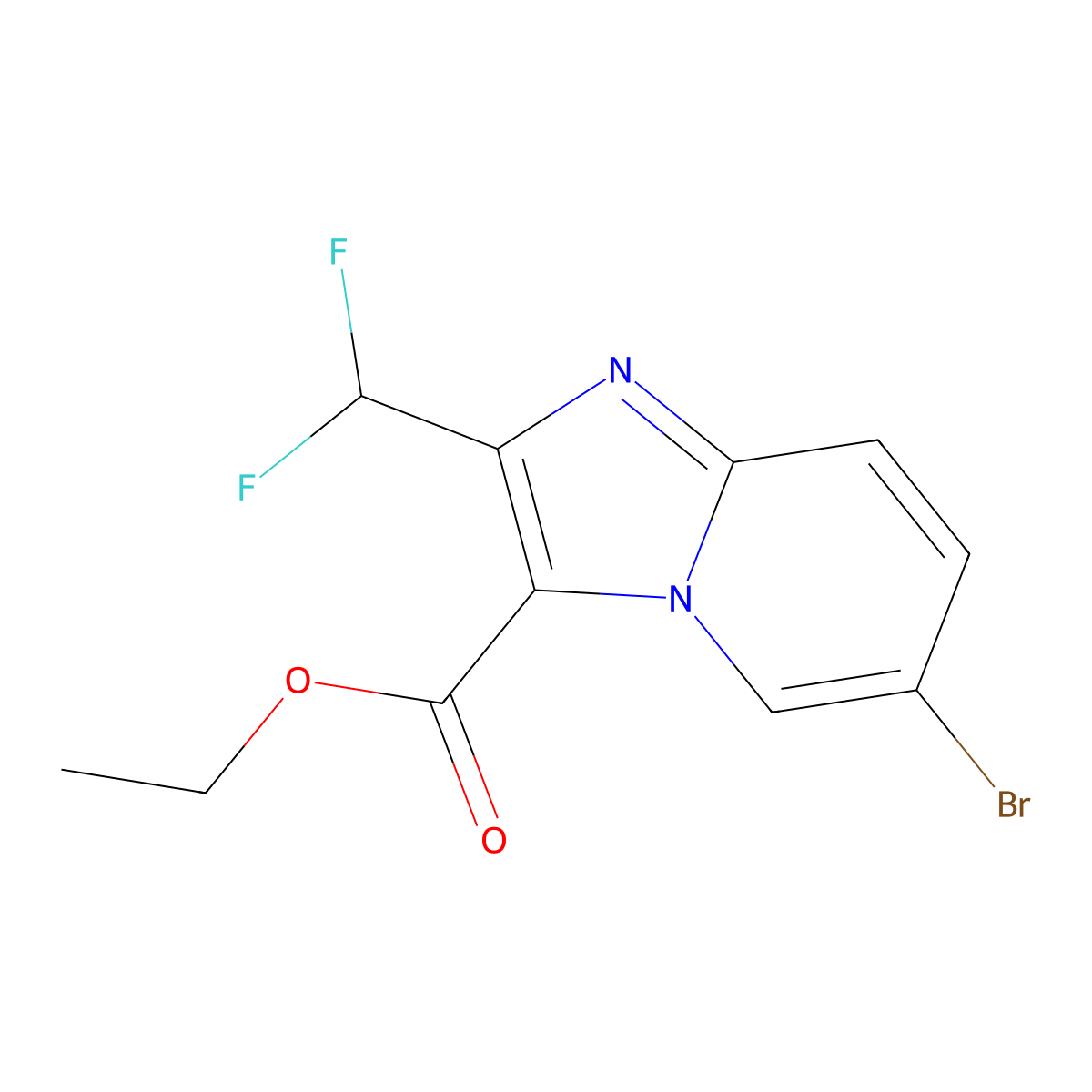 Ethyl 6-bromo-2-(difluoromethyl)imidazo[1,2-a]pyridine-3-carboxylate molecular structure, CAS 2451256-42-9