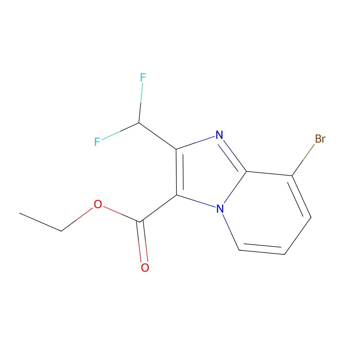 Ethyl 8-bromo-2-(difluoromethyl)imidazo[1,2-a]pyridine-3-carboxylate molecular structure, CAS 2451256-43-0