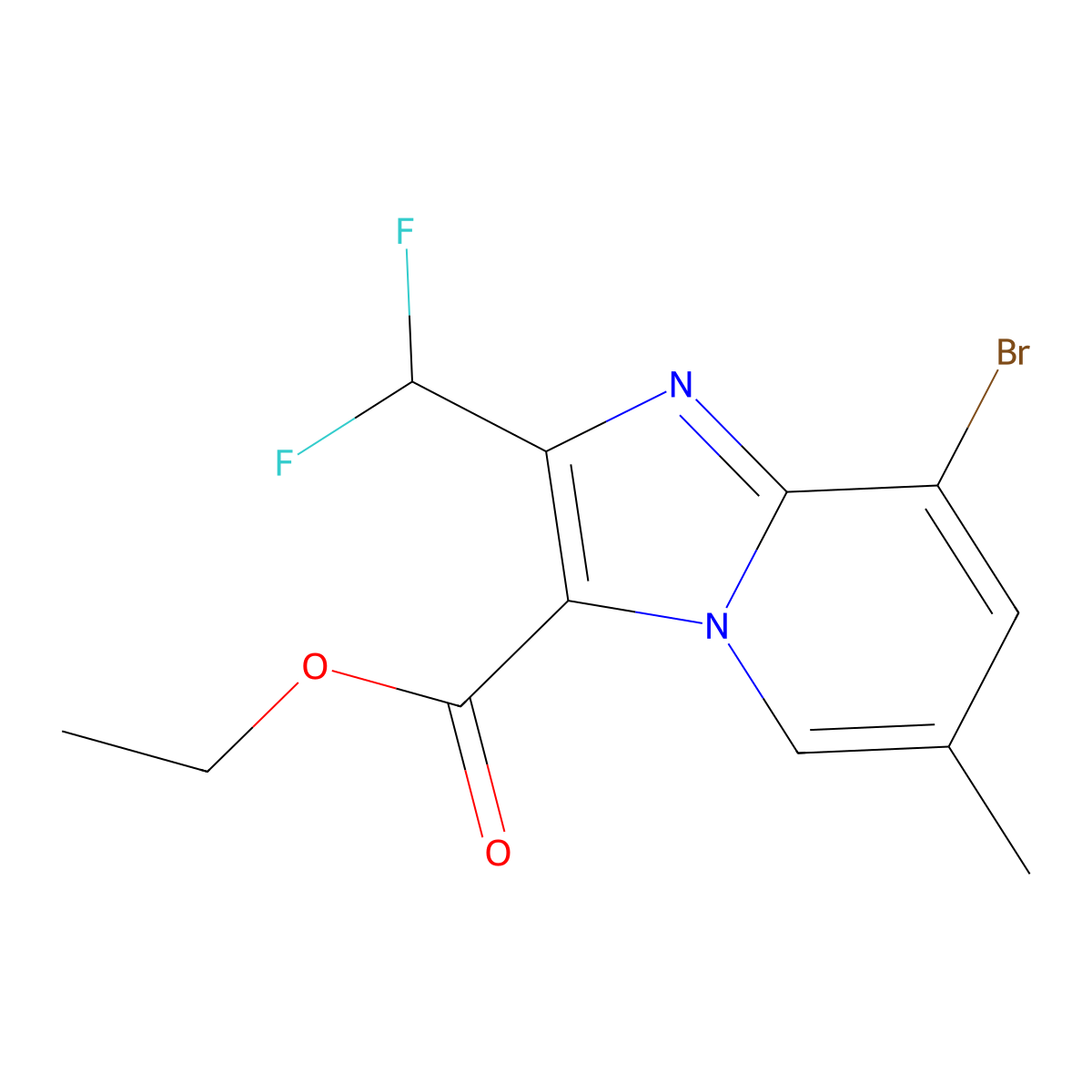 Ethyl 8-bromo-2-(difluoromethyl)-6-methylimidazo[1,2-a]pyridine-3-carboxylate molecular structure, CAS 2451256-44-1