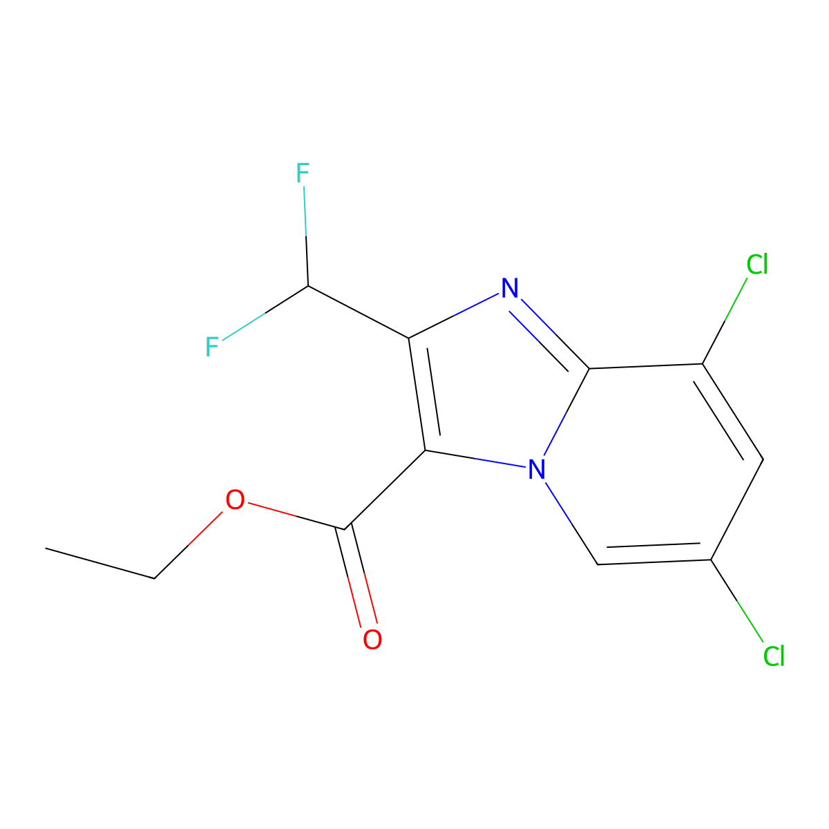 Ethyl 6,8-dichloro-2-(difluoromethyl)imidazo[1,2-a]pyridine-3-carboxylate molecular structure, CAS 2451256-45-2