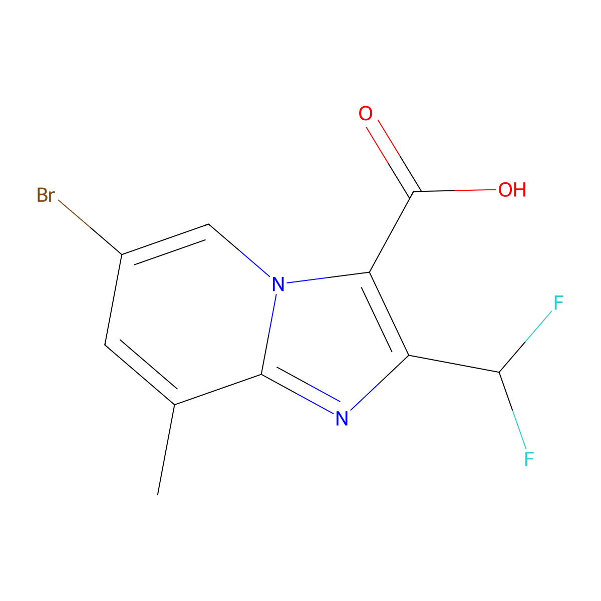 6-Bromo-2-(difluoromethyl)-8-methylimidazo[1,2-a]pyridine-3-carboxylic acid molecular structure, CAS 2451256-46-3