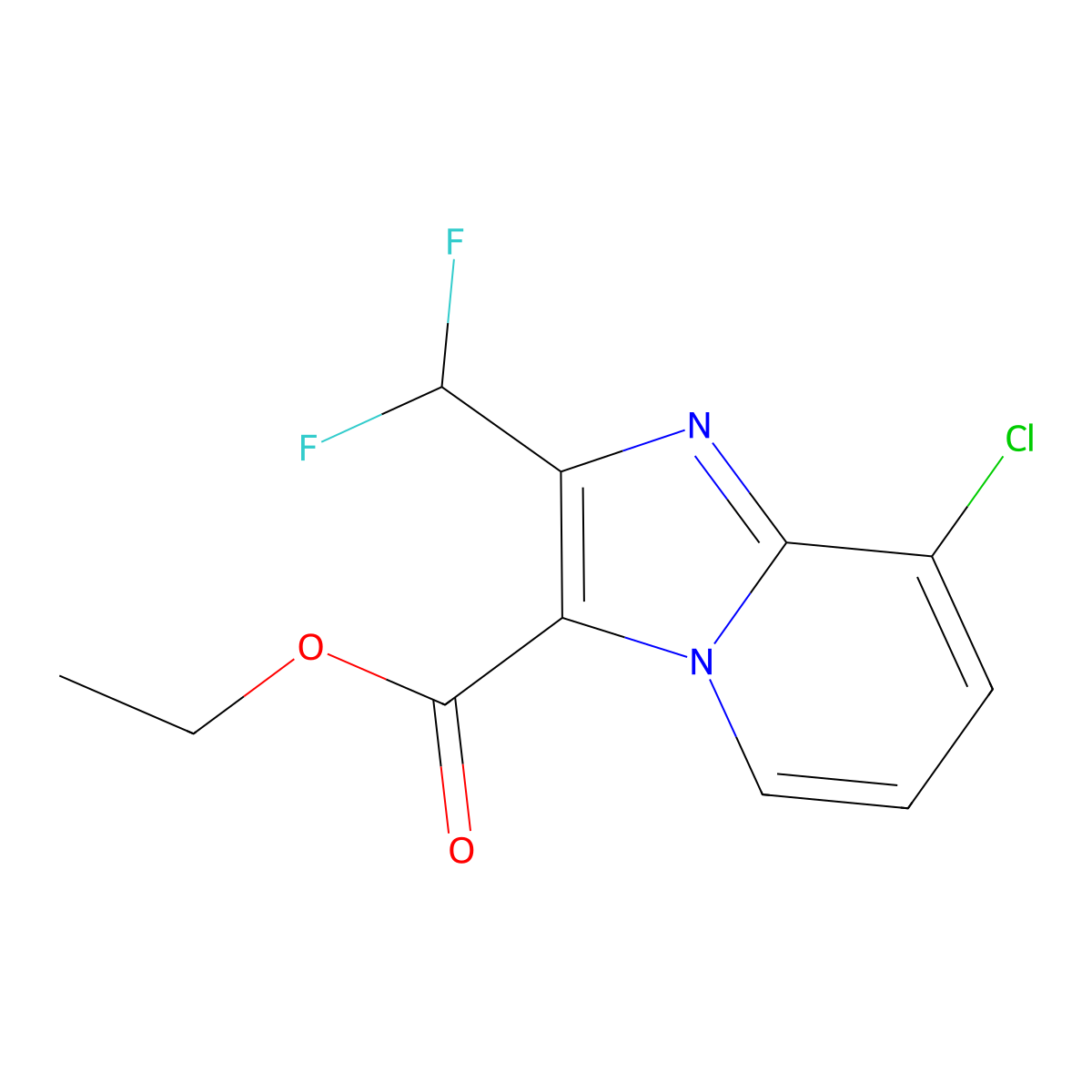 Ethyl 8-chloro-2-(difluoromethyl)imidazo[1,2-a]pyridine-3-carboxylate molecular structure, CAS 2451256-47-4