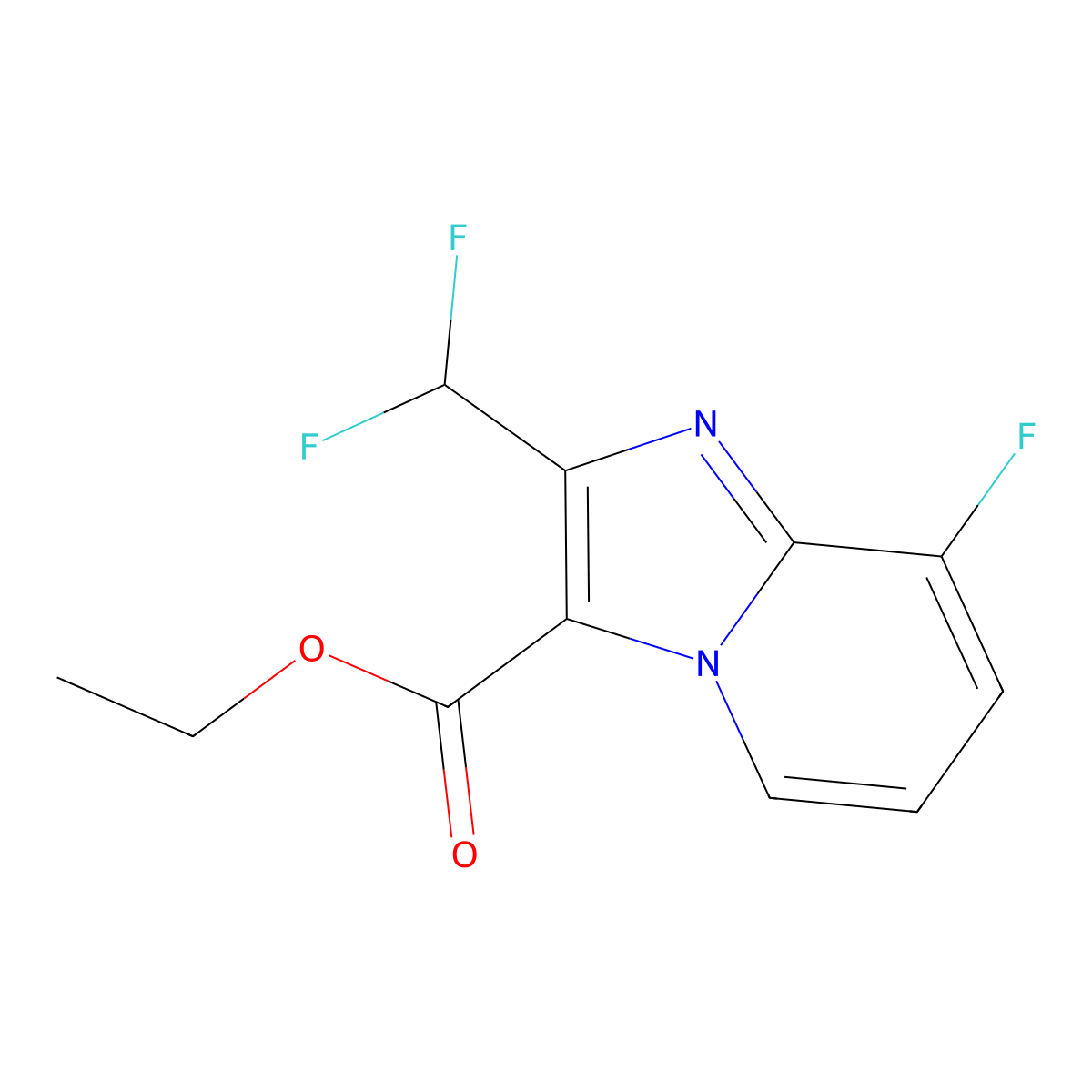 Ethyl 2-(difluoromethyl)-8-fluoroimidazo[1,2-a]pyridine-3-carboxylate molecular structure, CAS 2451256-49-6