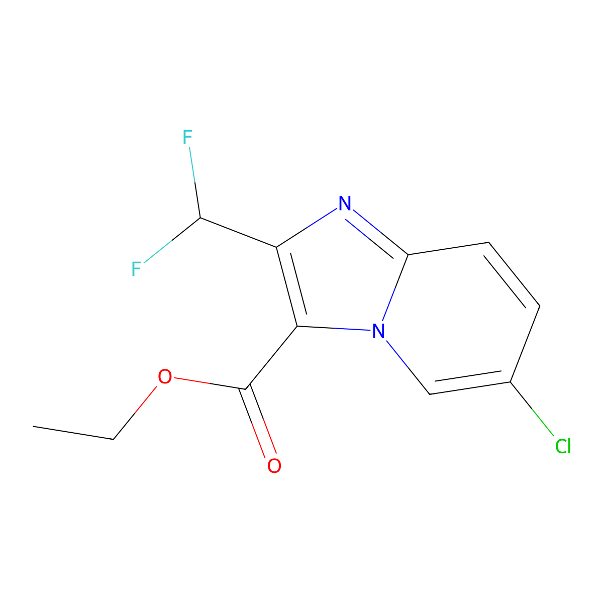 Ethyl 6-chloro-2-(difluoromethyl)imidazo[1,2-a]pyridine-3-carboxylate molecular structure, CAS 2451256-51-0