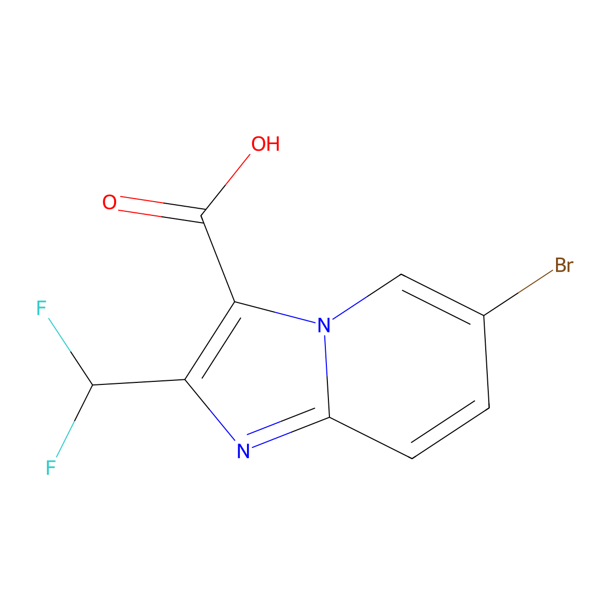 6-Bromo-2-(difluoromethyl)imidazo[1,2-a]pyridine-3-carboxylic acid molecular structure, CAS 2451256-52-1