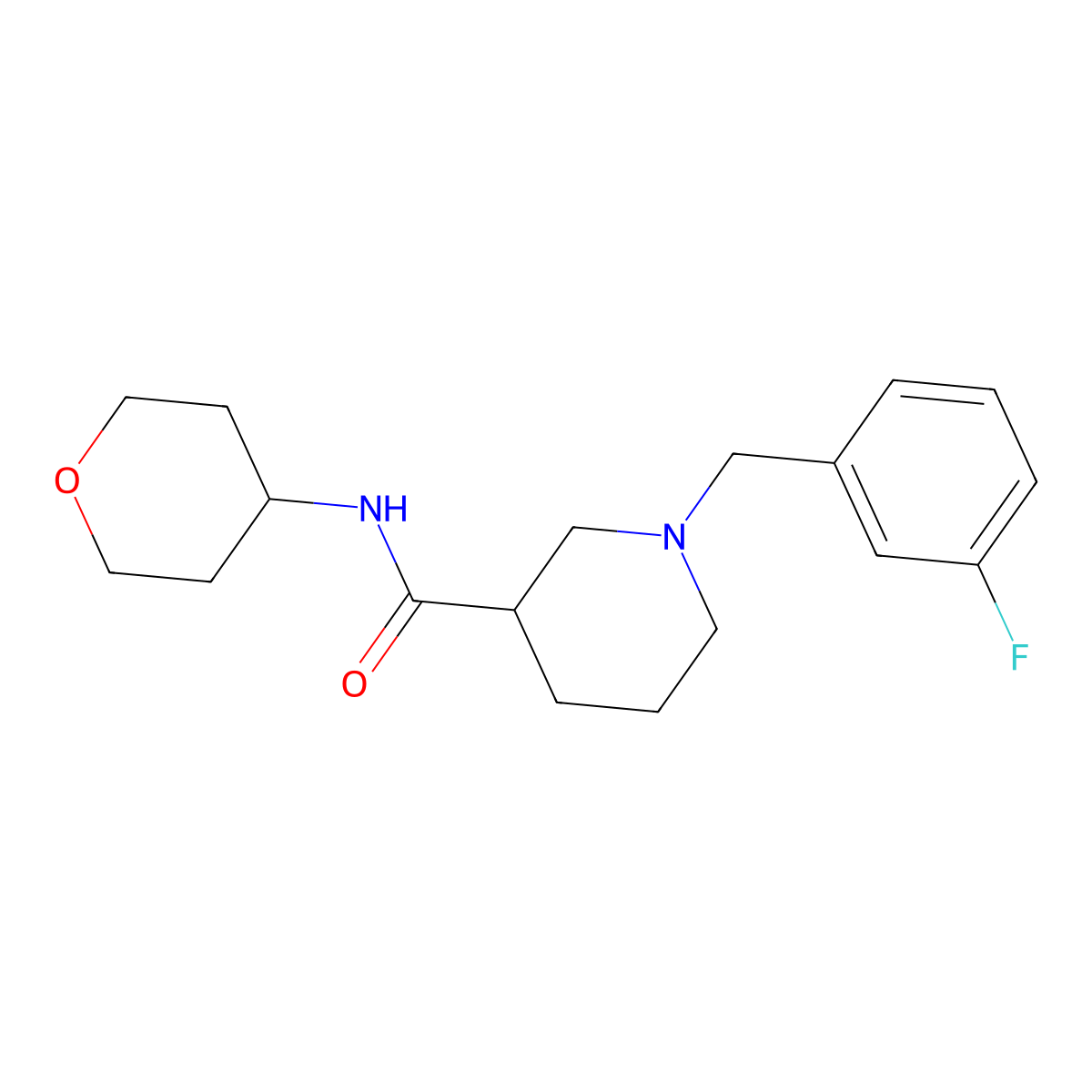 1-[(3-fluorophenyl)methyl]-N-(oxan-4-yl)piperidine-3-carboxamide molecular structure, CAS 2451277-21-5