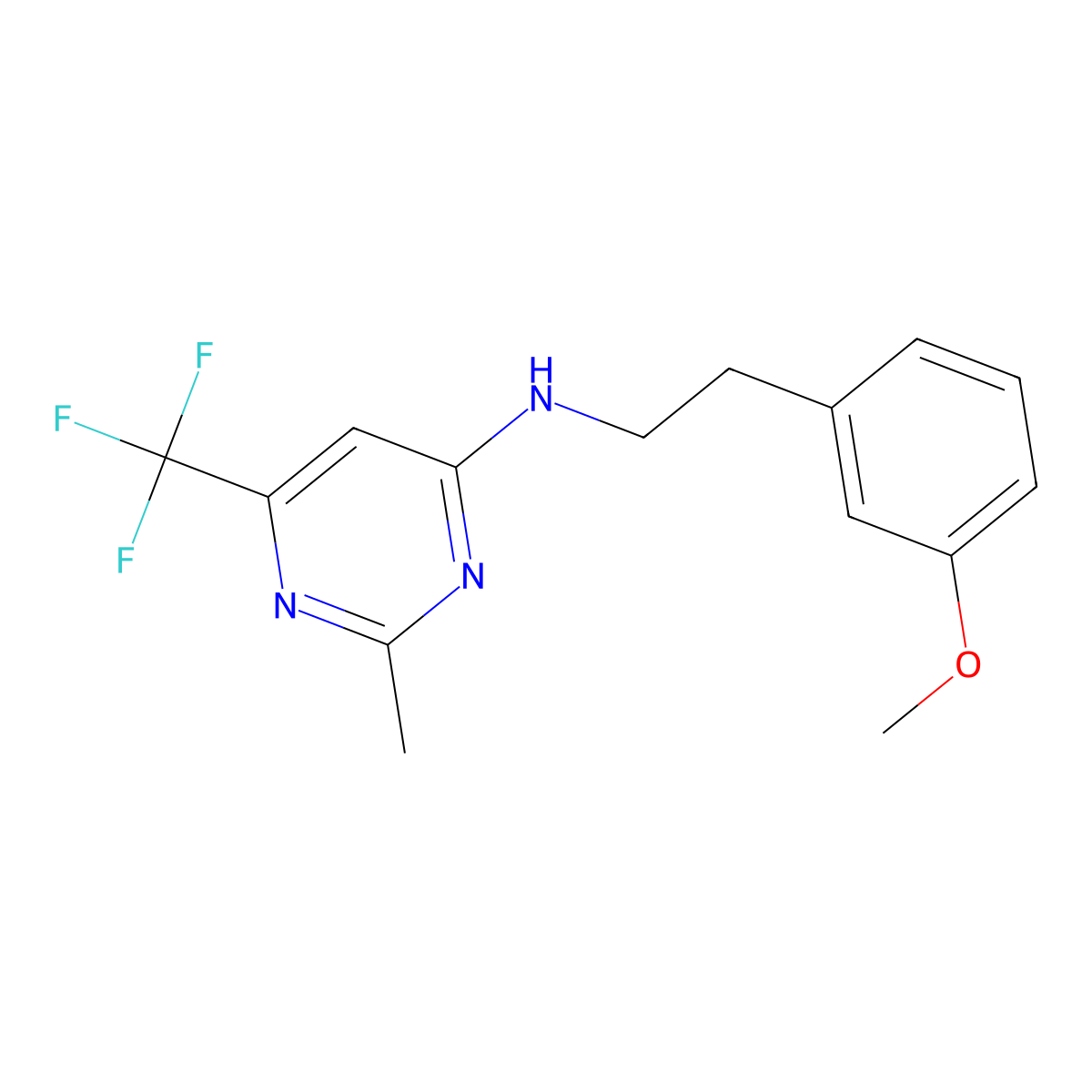 N-[2-(3-methoxyphenyl)ethyl]-2-methyl-6-(trifluoromethyl)pyrimidin-4-amine molecular structure, CAS 2451300-08-4