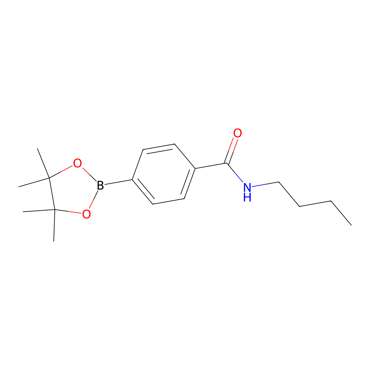 N-butyl-4-(tetramethyl-1,3,2-dioxaborolan-2-yl)benzamide molecular structure, CAS 2451465-21-5