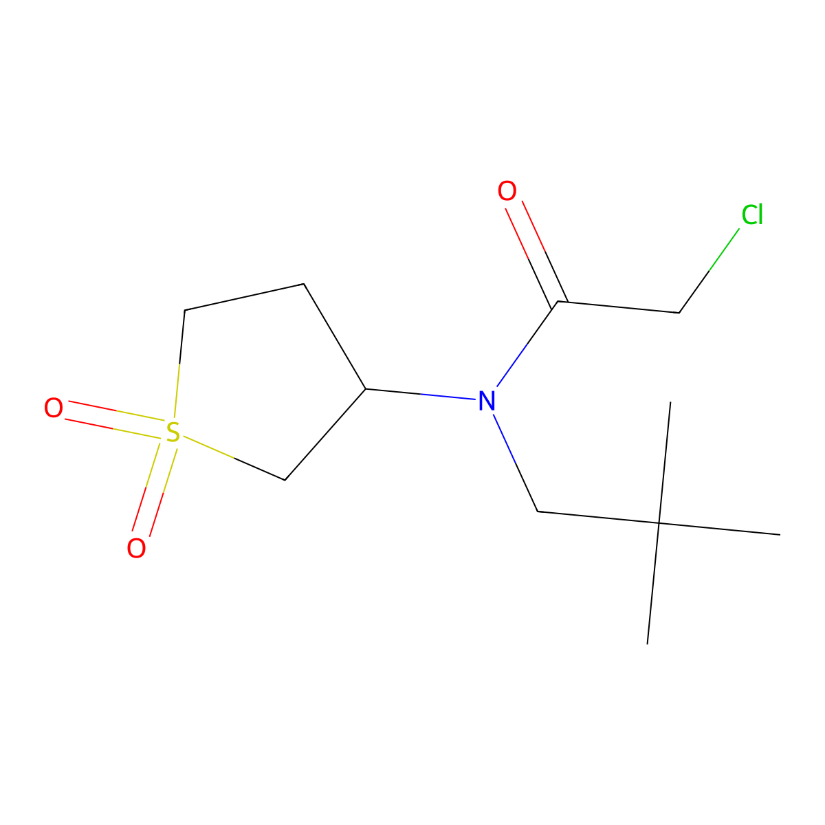 2-chloro-N-(2,2-dimethylpropyl)-N-(1,1-dioxo-1lambda6-thiolan-3-yl)acetamide molecular structure, CAS 2451481-08-4